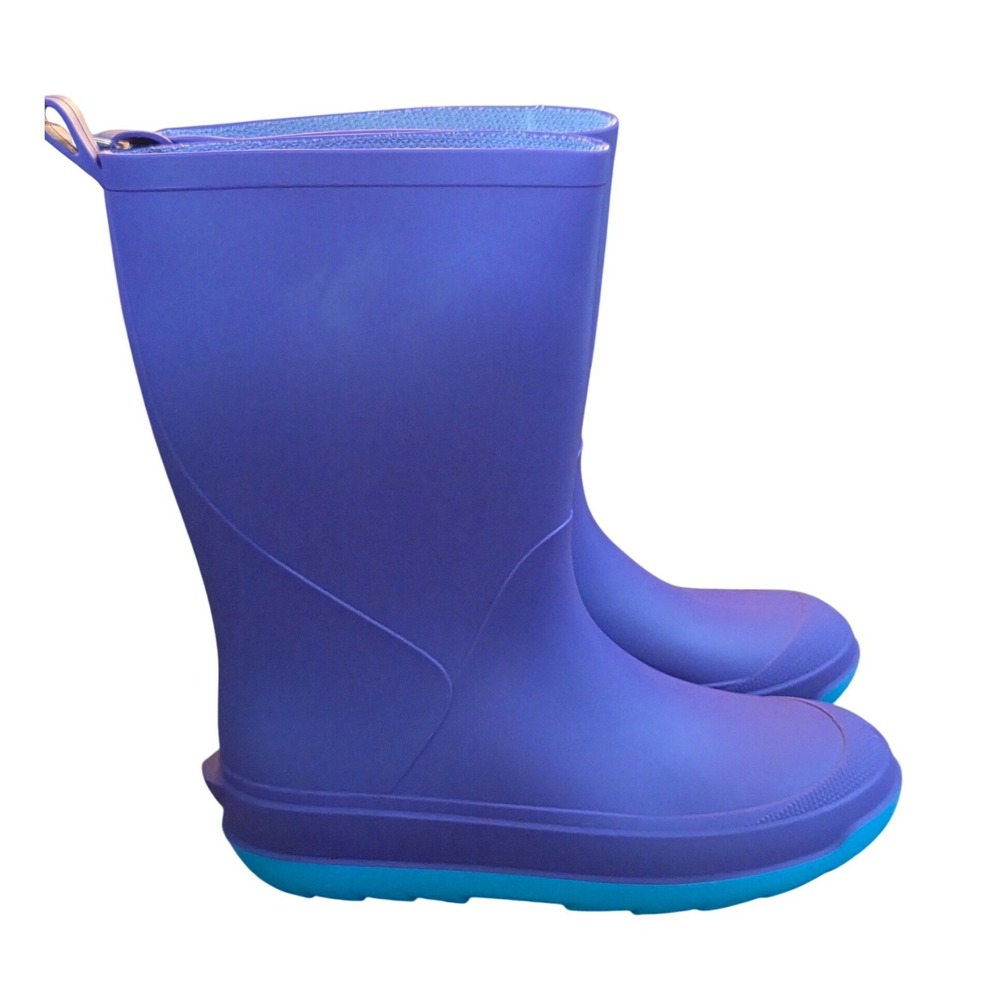 Cat & Jack Andy Kids Purple Rain Boots 4 Pull On Waterproof Rubber Easy Weather